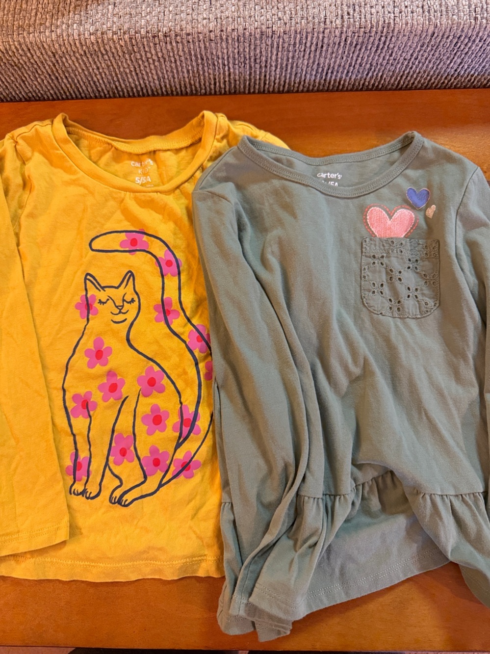 Carter's Green Heart Pocket Peplum Top | Kids Long Sleeve Shirt